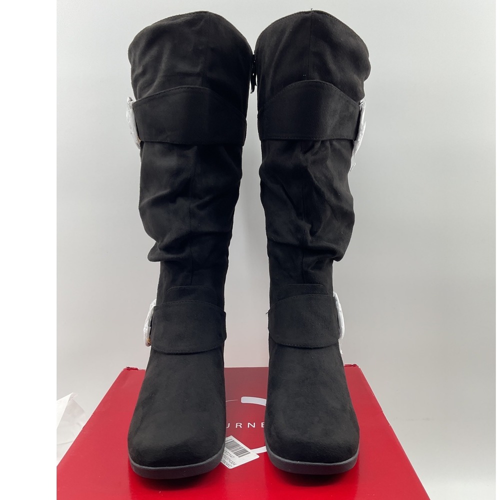 Journee Collection Jester-01WC Black Faux Suede Slouchy Wide Calf Boots Size 9M - Picture 7 of 12
